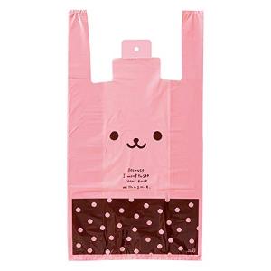 ヘッズ 手提げ袋 レジ袋 30×55×15cm うさこ L 100枚 ピンク ウサギ フック穴付 US-L｜kirelab-net