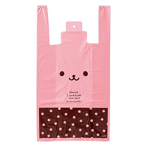 ヘッズ 手提げ袋 レジ袋 30×55×15cm うさこ L 100枚 ピンク ウサギ フック穴付 U...