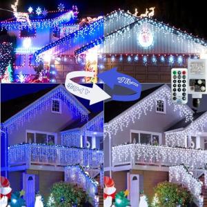日本市場向け 2IN1 つらら LEDイルミネーション ライト 10m 400球 クリスマス イルミネーション 防水 カーテンライト ホワイト・｜kirelab-net