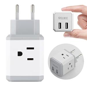 VELIKE 海外変換プラグ Cタイプ 旅行用 変換器 4個AC差込口 2USBポート付き コンセント変換 電源変換アダプター イタリア/韓国/｜kirelab-net