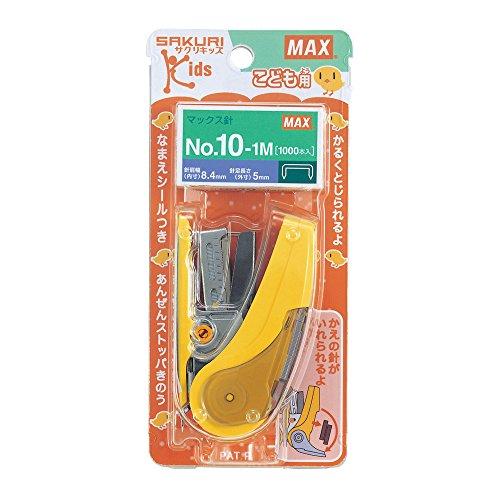 マックス ホッチキス サクリキッズ 20枚とじ 予備針100本収納 イエロー HD-10NLCK/Y