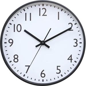 不二貿易(Fujiboeki) 掛け時計 幅25×奥行4×高さ25cm ブラック 静音式 連続秒針 シンプル 37858 小型｜kirelab-net