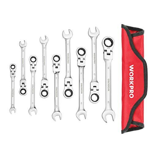WORKPRO フレックスラチェットレンチ コンビネーションレンチ 首振り 8〜19mm 72ギア ...