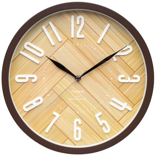 Formia(フォルミア) 電波時計 掛け時計 インテリア掛時計 デザイン 夜間秒針停止 木目調 ポ...