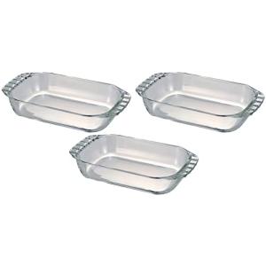HARIO(ハリオ) 日本製 耐熱ガラス製 トースター皿 900ml BUONO kitchen HTZ-90-BK 3個セット クリア｜kirelab-net