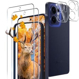 2+2枚セット ガイド枠付き用 OPPO Reno13A ガラスフィルム 2枚 Reno13 A フィルム + 2枚 カメラ保護フィルムセッ