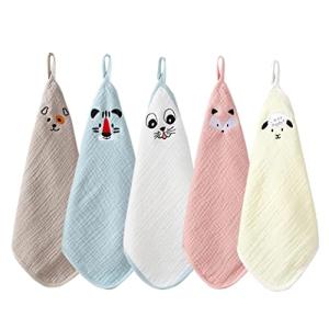 [MOMSMENU] ガーゼ ハンカチ 赤ちゃん 6重ガーゼ ベビータオル 綿100% ループ付 柔らかい 30x30cm 5枚セット｜kirelab-net