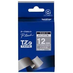 ブラザー工業 TZeテープ おしゃれテープ(つや消しライトグレー地/白字) 12mm TZe-MQL...