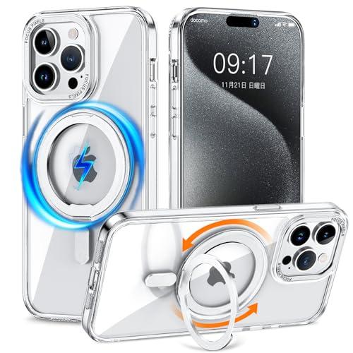 KMAMBNG iPhone 14 Pro 用 ケース 縦横両対応 リング 多機能360度回転スタン...