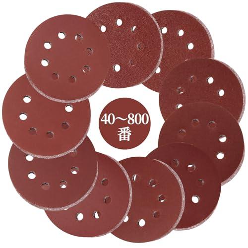 MORLARCO ランダムサンダー ペーパー 125mm サンドペーパー セット 40〜800番 5...