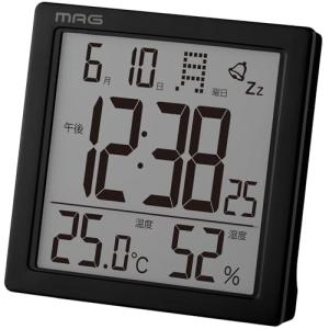 MAG(マグ) 目覚まし時計 置き時計 デジタル 温度計 湿度計 温湿度計 カレンダー 電子音 アラーム スヌーズ ライト ブラック カッシーニ｜kirelab-net