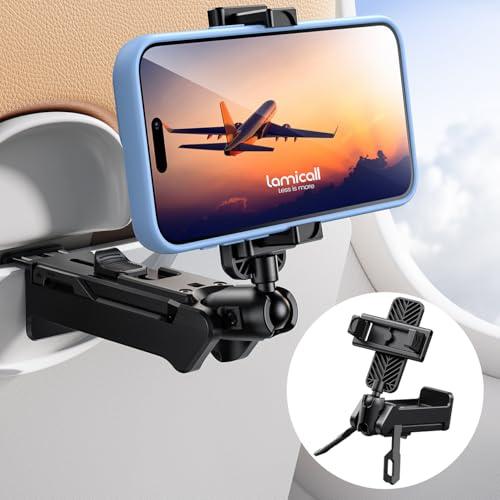 Lamicall 飛行機 スマホスタンド : 旅行用 スマホホルダー 携帯 ホルダー 飛行機 折り畳...