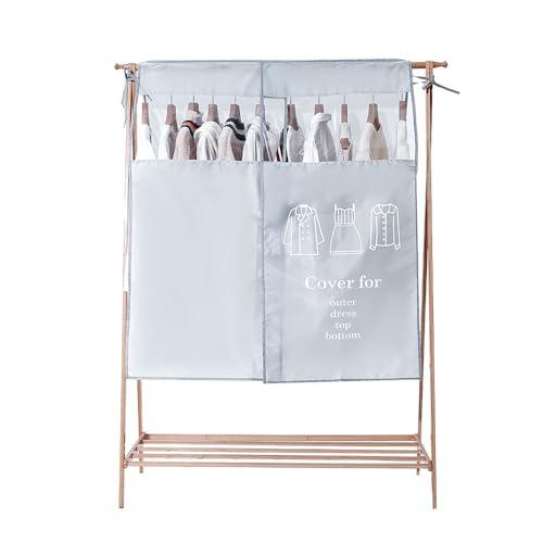 良選オックスフォード生地洗い グレー 衣類カバー ショートサイズ 90cm幅 110cm長さ 透明窓...