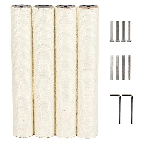 ECCIBOUN 4本セット 直径7.4cm 猫 爪研ぎ キャットタワー ポール 替え  麻柱 用 ...