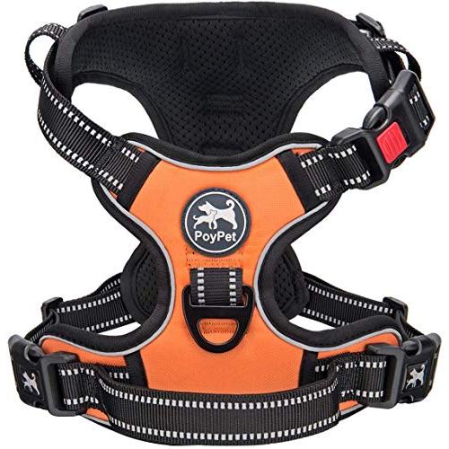 PoyPet 犬ハーネス 首輪 胴輪 小型犬 ソフト 安全 簡単着脱 咳き込み軽減 調節 反射材 引...