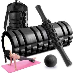 フォームローラー DPEAN 筋膜リリース ヨガポール トリガーポイント マッサージボール  4点セット ストレッチ器具 ?ローラー ショート｜kirelab-net