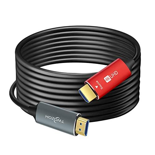 Twozoh HDMI 光ファイバーケーブル 20M 4Kファイバー HDMI コード 4K@60H...