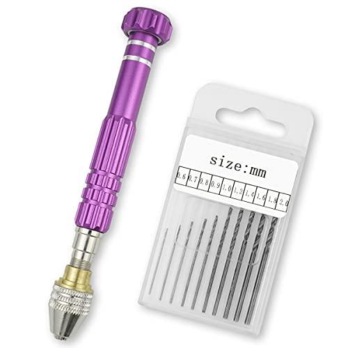 精密 ピンバイス ハンドドリル クラフトツール ドリル付 0.6mm〜2mm 10サイズ セット レ...