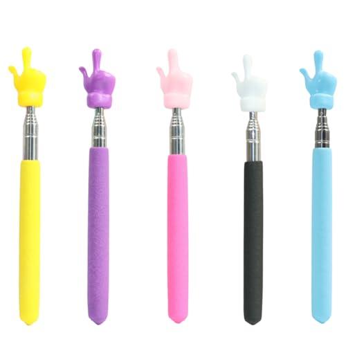 指示棒 ポインター 伸縮式 ハンドポインター ロングサイズ ゆび指示棒5本 5段階伸縮 指し棒 持ち...