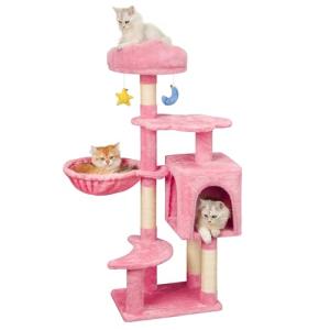 Meecal キャットタワー 猫タワー 中型 子猫 多頭飼い ハウス 猫 爪研ぎ タワー キャットタワー可愛 雲型 い猫 ベッド 天然サイザル麻｜kirelab-net