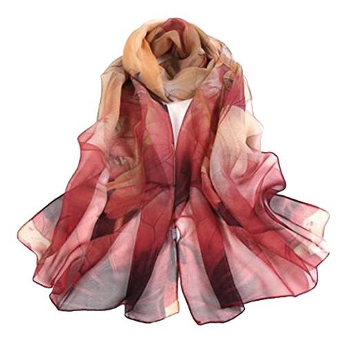 ふく福 レディース 花柄 シフォン ビーチスカーフ マフラー 大判 ストール 薄手 春/夏/秋 UV...