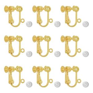 イヤリングパーツ MUNCVY DIY ネジバネ式 丸皿タイプ 10ペア20個 シリコンカバー付き ゴールド ネジ調整クリップ ノンホール ピア｜kirelab-net