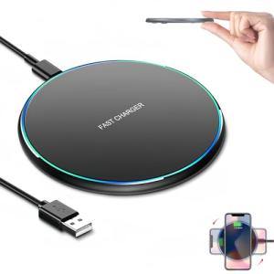 2025超薄型ワイヤレス充電器 Qi認証 置き型充電器 最大15W出力 USB Type-Cポート 急速充電パッド 軽量 置くだけ充電 i-Ph｜kirelab-net