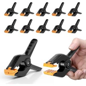 EMART スプリングクランプ 強力クリップ 12パック 背景布クリップ 固定クランプ 最大の挟める幅約5cm 滑り止め 絶縁 圧着 溶接 切断｜kirelab-net