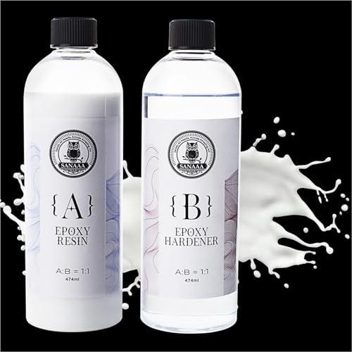 SANAAA ホワイトエポキシ樹脂948ML、高光沢エポキシ樹脂 気泡なし、工芸品、鋳造、DIY、樹...