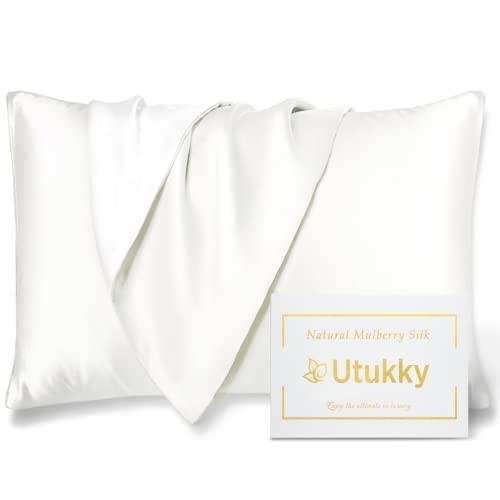Utukky シルク枕カバーTVで紹介まくらカバー 片面シルク枕カバー 35×50cm 封筒式枕カバ...