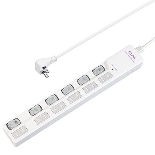 エルパ(ELPA) LEDランプスイッチ付タップ 電源タップ 延長コード 125V 6個口 2m W...