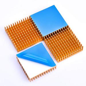 ヒートシンク 熱伝導性両面テープ付き 熱暴走対策 L40mm X W40mm X H11mm ゴールド 4個入り 冷却フィン アルミニウム製 放｜kirelab-net