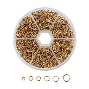 YFFSFDC 丸カン 約1390個入り 6サイズ 直径4mm/5mm/6mm/7mm/8mm/10mm ゴールド アクセサリー パーツ リング｜kirelab-net
