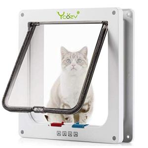 Ycozy ペットドア 外寸27.8 x 25cm 猫 出入り口 小型犬用 ドア 猫扉 4-way切替 ロック キャットドア 室内用 取り付け簡｜kirelab-net