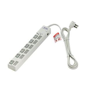 エルパ(ELPA) スイッチ付タップ 雷ガード コンセント 延長コード LED 上差し 6個口 2ｍ ブレーカー WLS-LU620SB(W)｜kirelab-net