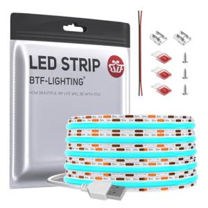 BTF-LIGHTING FCOB COB LEDテープライト USBライト 高密度 フレキシブル LEDテープライト 2M 640LEDs/2｜kirelab-net