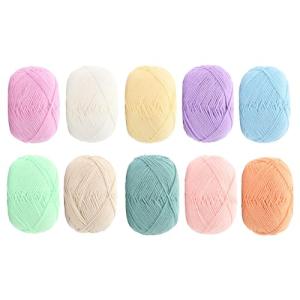 YINKE コットンヤーン 毛糸 40g玉巻(約130m)10色セット かぎ針編み 編み物 小物 デコレーション (カラー1)｜kirelab-net