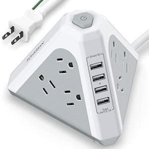 電源タップ usb コンセント 雷ガード 延長コード 3m タワー型電源タップ 三角タップ 9個AC口 4個USBポート NVEESHOX テー｜kirelab-net