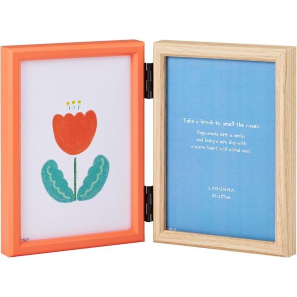 ラドンナ フォトフレーム リビング L判×2面 折りたためる2面タイプ オレンジ SF22-LD-O...