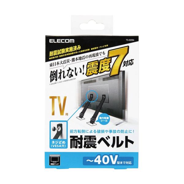 エレコム TV用耐震ベルト 〜40V用 ネジどめタイプ(VESA穴) 2本入 TS-005N