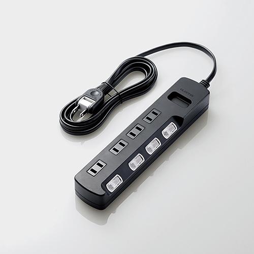 エレコム AV雷ガードタップ 個別スイッチ ホコリシャッター付 4個口 2.5m ブラック AVT-...