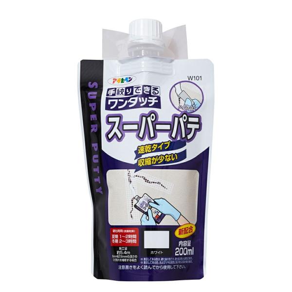 アサヒペン ワンタッチ スーパーパテ 200ml W101 ホワイト 〔北海道・沖縄・離島配送不可〕