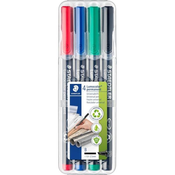 メール便発送 ステッドラー ルモカラー油性マーカー 太字 4色セット 314 WP4