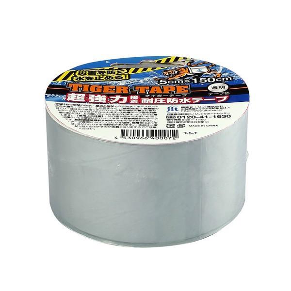 （まとめ買い）ジット タイガーテープ 耐圧防水テープ 5cm×150cm 透明 1巻 T-5-T 〔...