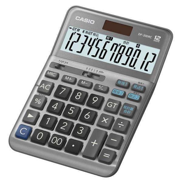 （まとめ買い）カシオ 軽減税率対応電卓 12桁 デスクタイプ DF-200RC-N 〔3個セット〕