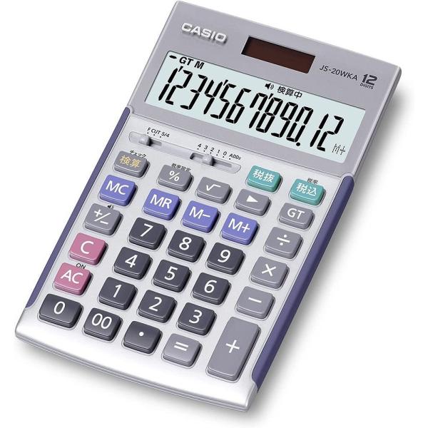 カシオ 本格実務電卓 ジャストタイプ シルバー 12桁 JS-20WKA-SR-N