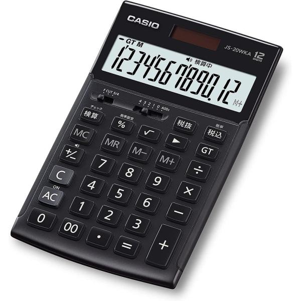 （まとめ買い）カシオ 本格実務電卓 ジャストタイプ ブラック 12桁 JS-20WKA-BK-N 〔...