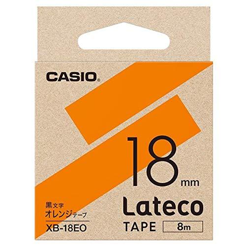 （まとめ買い）カシオ ラテコ詰め替え用テープ 18mm 黒文字/オレンジテープ XB-18EO 〔3...