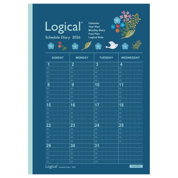 メール便発送 ナカバヤシ 2026年手帳 ロジカルダイアリー 月間ノートタイプA A5 フラワー N...