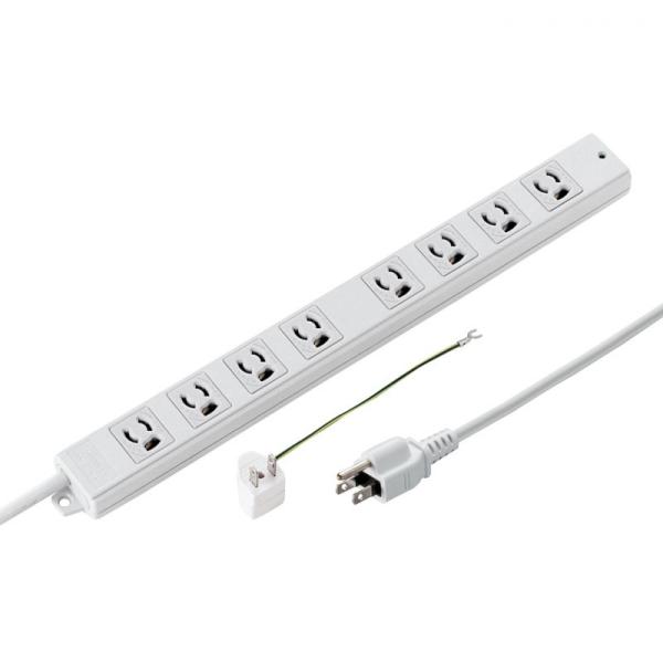 サンワサプライ 抜け止めタップ 3P 8個口 2m TAP-MG3811N